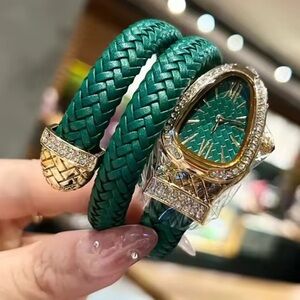 Serpenti Dark Emerald Gold Wrap Timepiece Watch